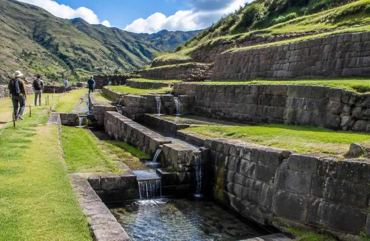 Tipon Inca water terraces and stone channels, one of the quiet day trips from Cusco