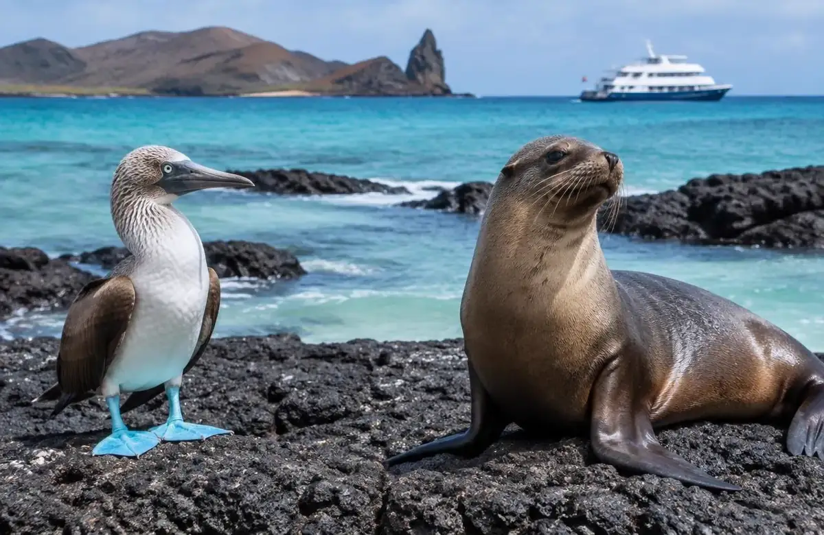 Galapagos sea lion and blue-footed booby, part of a combined Peru and Ecuador trip