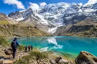 Snowy Salkantay peak above the trekking trail on the 5-day route to Machu Picchu